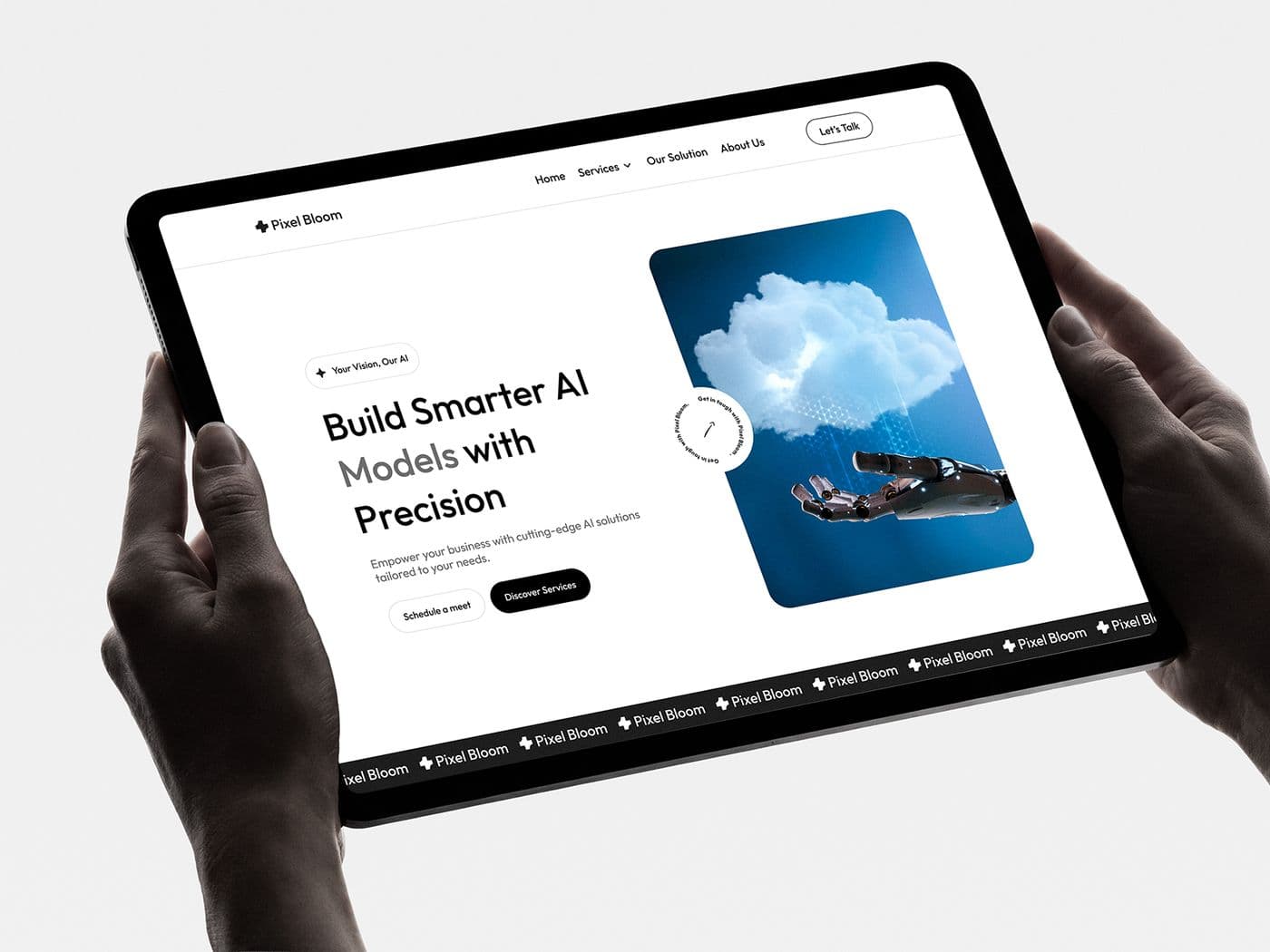 The Pixel Bloom landing page, delivered