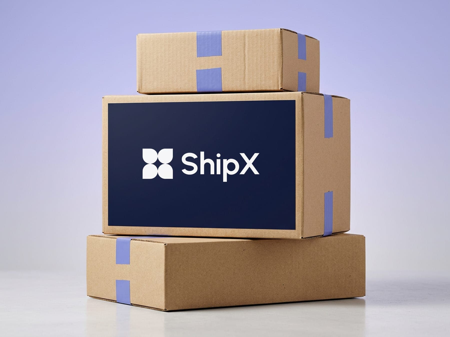 The boxes: a 3D render of the ShipX identity