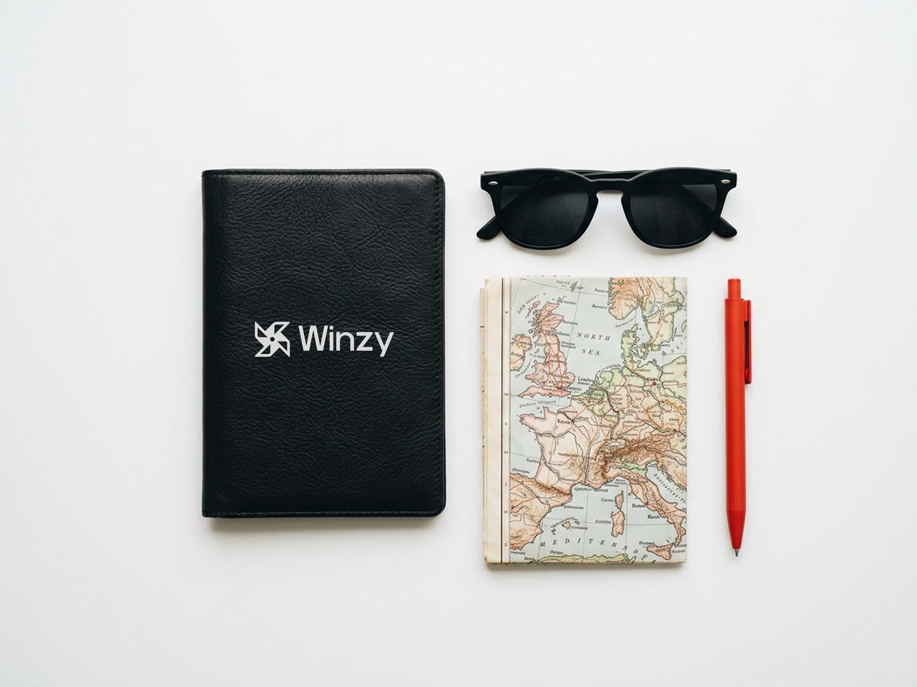 The passport cover: a 3D render of the Winzy identity