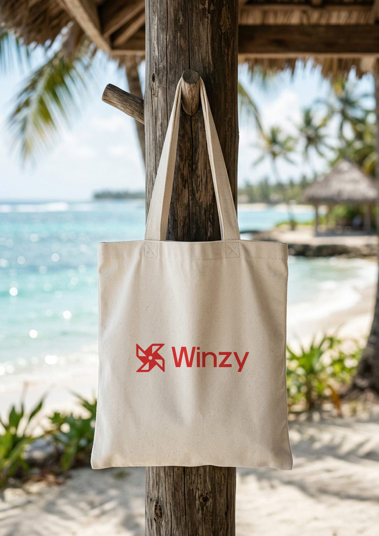 The tote: a 3D render of the Winzy identity