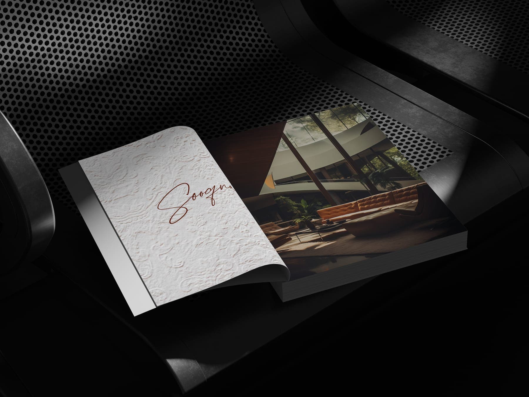 The brochure: a 3D render of the Sooqna identity