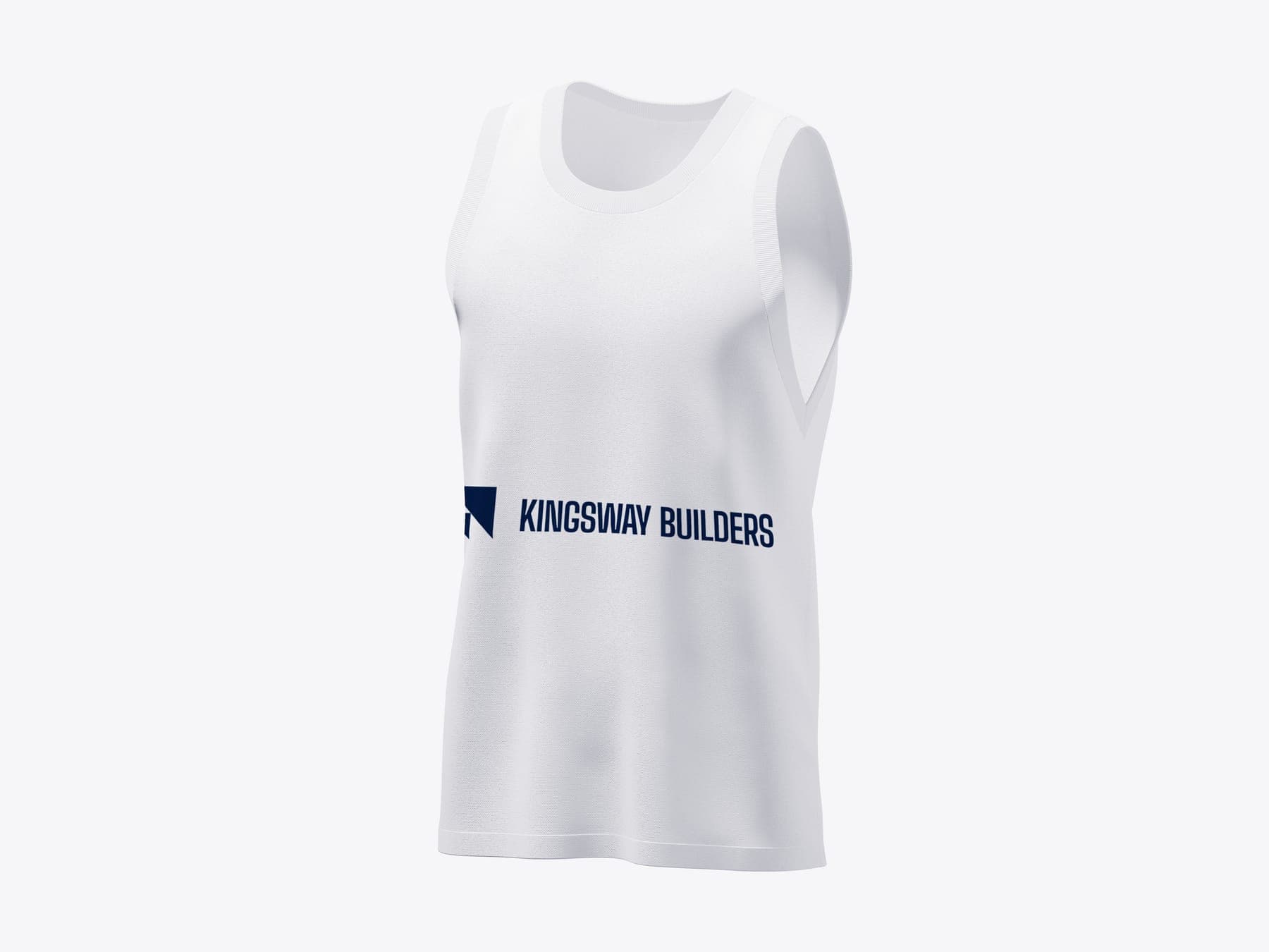 The tank top: a 3D render of the Kingsway Builders identity