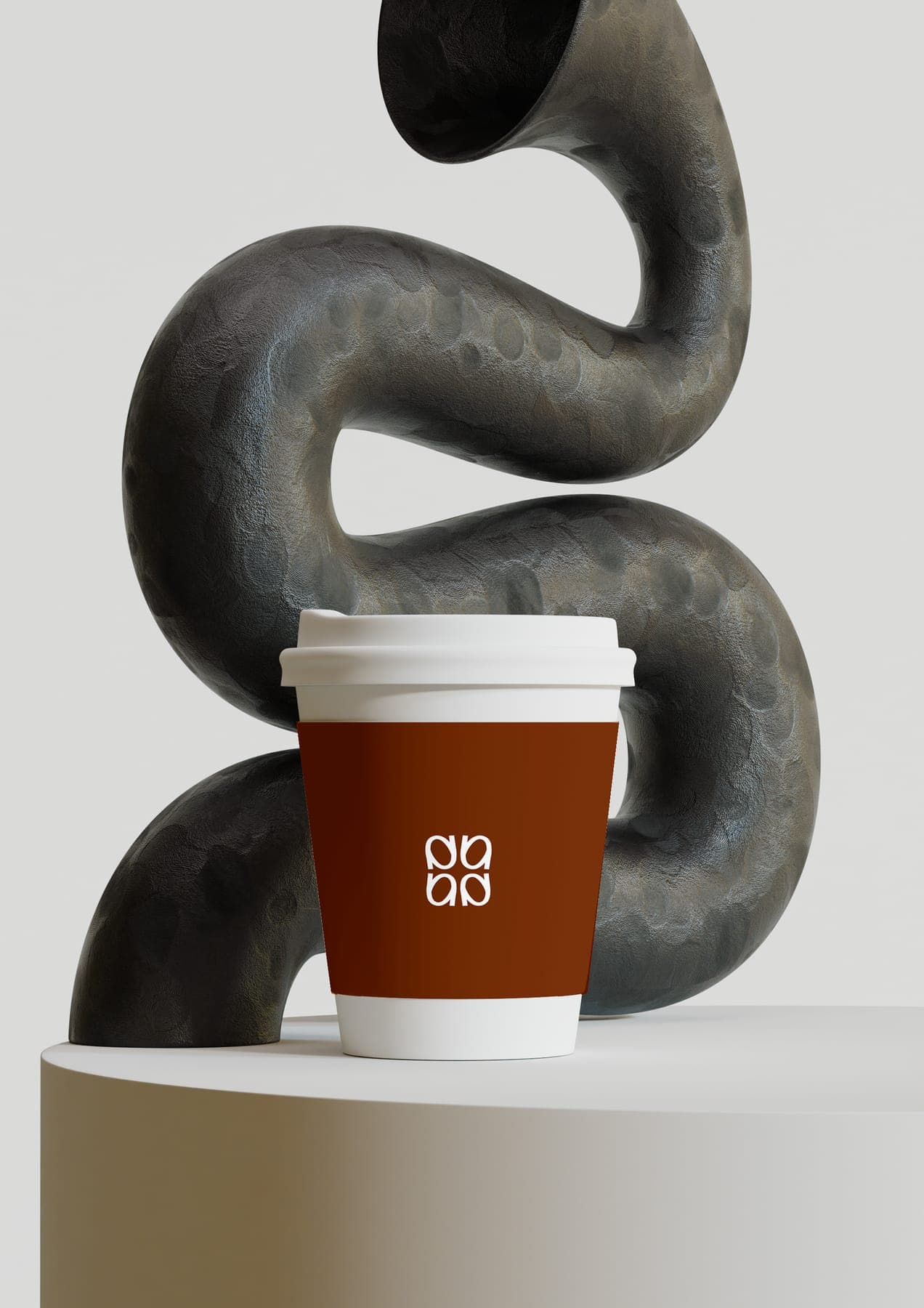 The coffee: a 3D render of the Sooqna identity